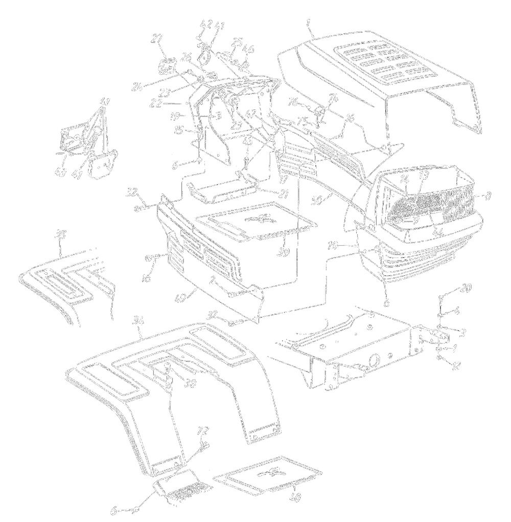 Hood Style 5-Inch Diagram and Parts List for 2001 Yard Machines Lawn Tractor